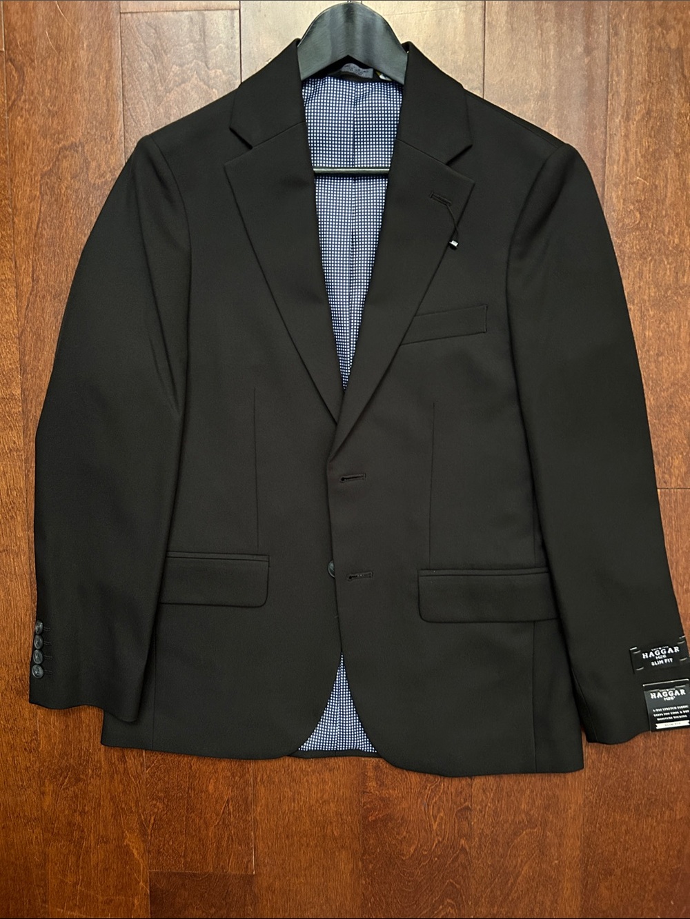Haggar H26 Black Men's Slim Fit Single-Breasted Sport Coat, Size 36 S, NWT